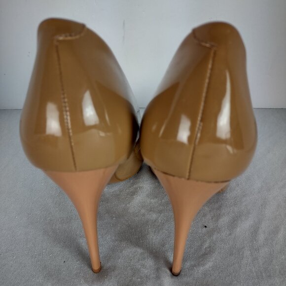 Azalea Wang Dark Nude Patent Leather Pointed Toe Stiletto Heels Size 10 4.75” - Picture 4 of 10